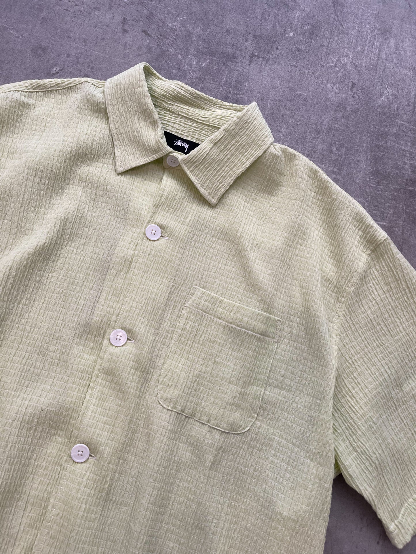 Stüssy Flat Bottom Crinkled Shirt Lime