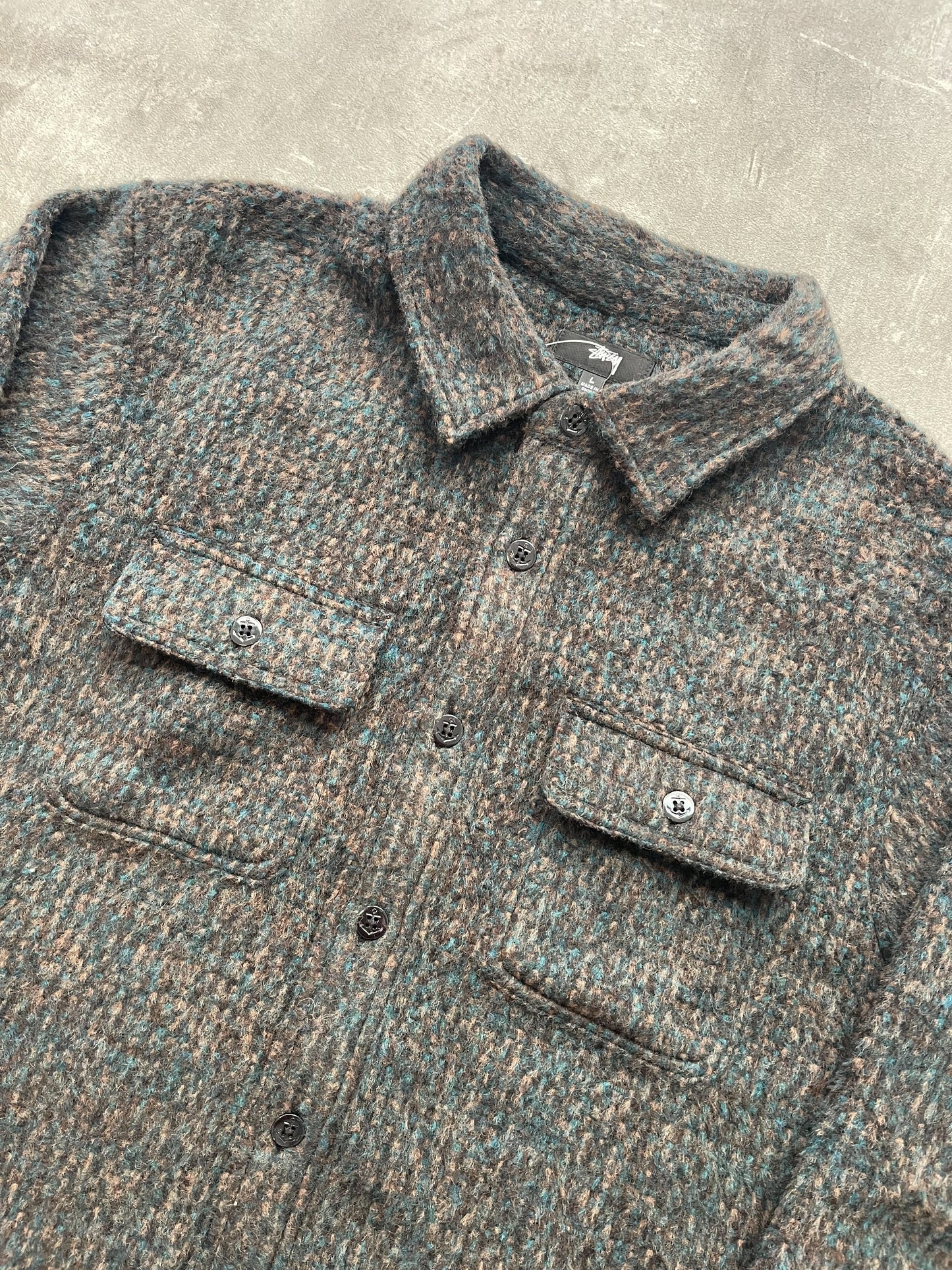 Stüssy Speckled Wool CPO Shirt Black