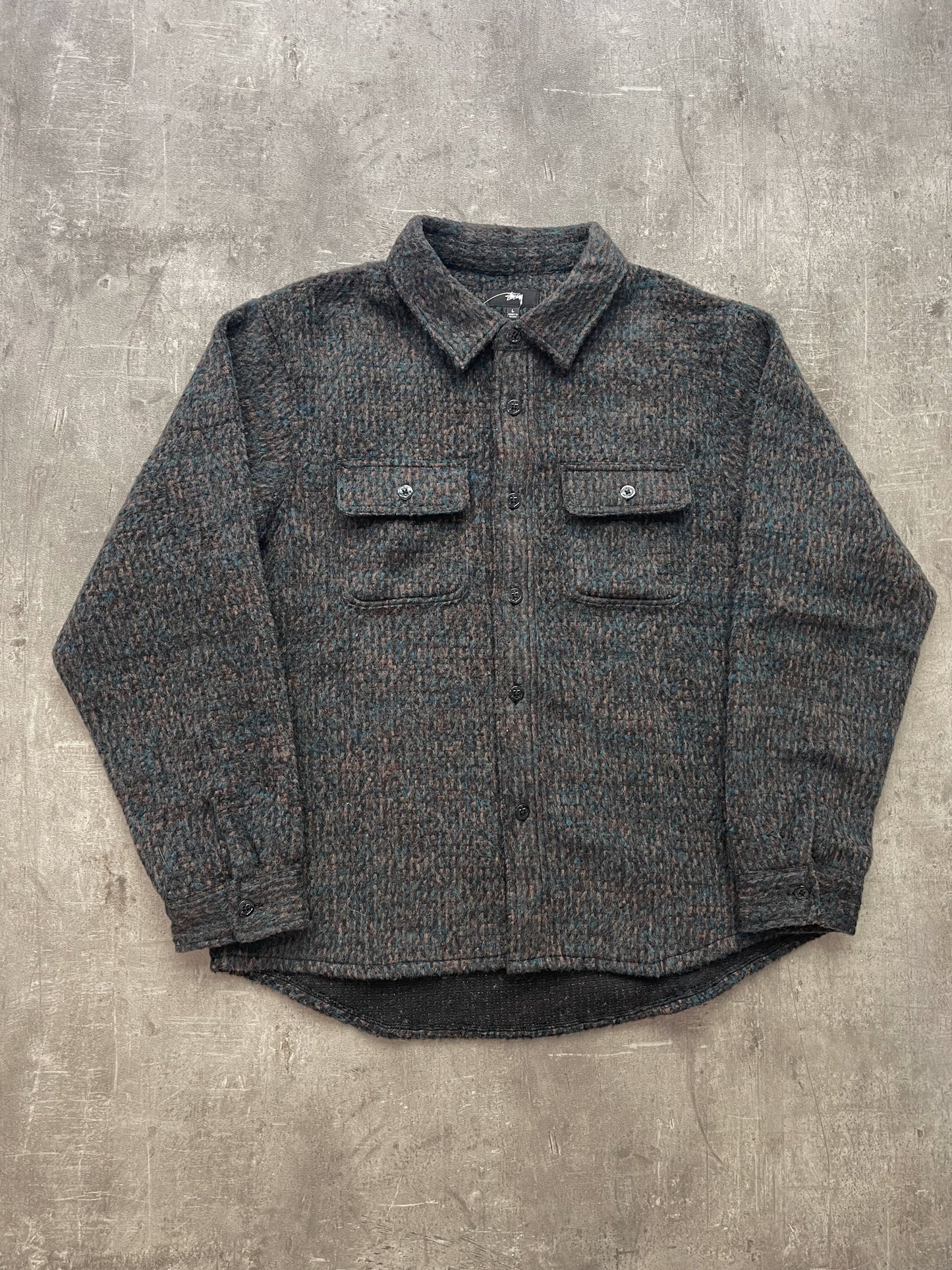 Stüssy Speckled Wool CPO Shirt Black