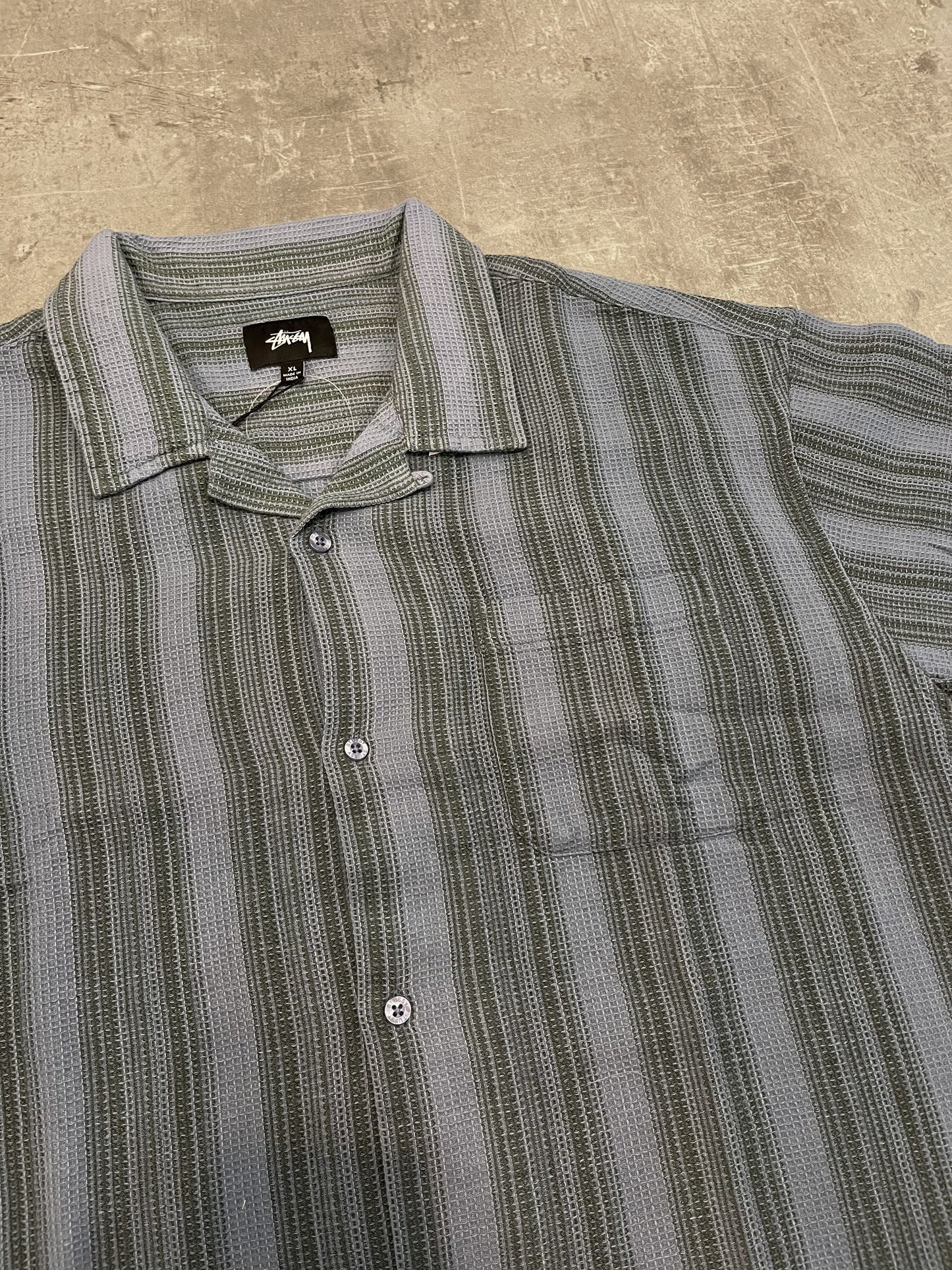 Stüssy Waffle-Stripe Shirt Blue